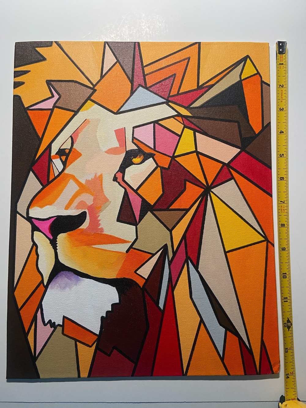 Geometric Lion Canvas Wall Art Hand painting Acrylic colours